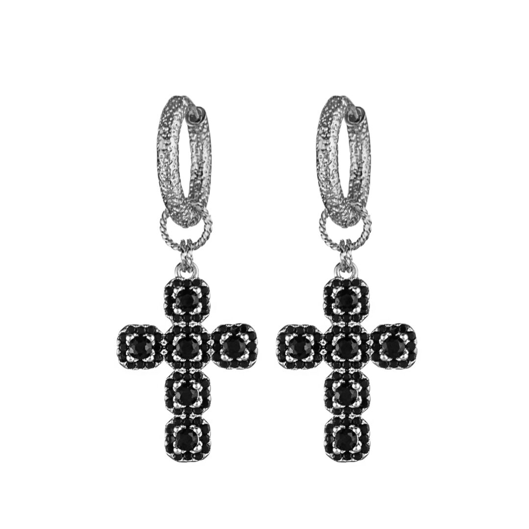 Серьги Cross Direct Silver Black Earring LA CONCEPTION DE SAFINA ANTONINA фото 1