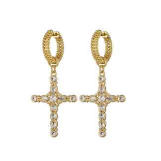Серьги Vintage Gold Crystal Cross Earring LA CONCEPTION DE SAFINA ANTONINA