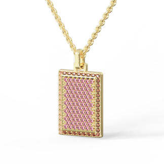 Колье Rectangle Medallion With Pink Zircons - Gold JEWLIA