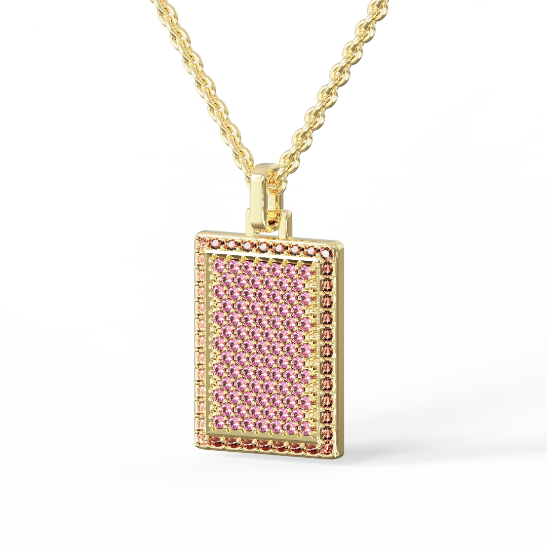 Колье Rectangle Medallion With Pink Zircons - Gold JEWLIA фото 1