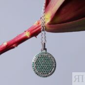 Колье Medallion Circle With Green Zircons - Silver JEWLIA фото 3