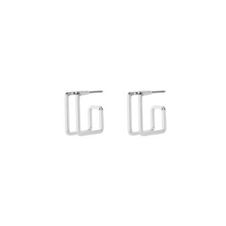 Серьги Silver Double Square Earrings FREE FORM