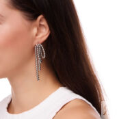 Серьги Silver Earrings With Bows Made Of Beads FREE FORM фото 3