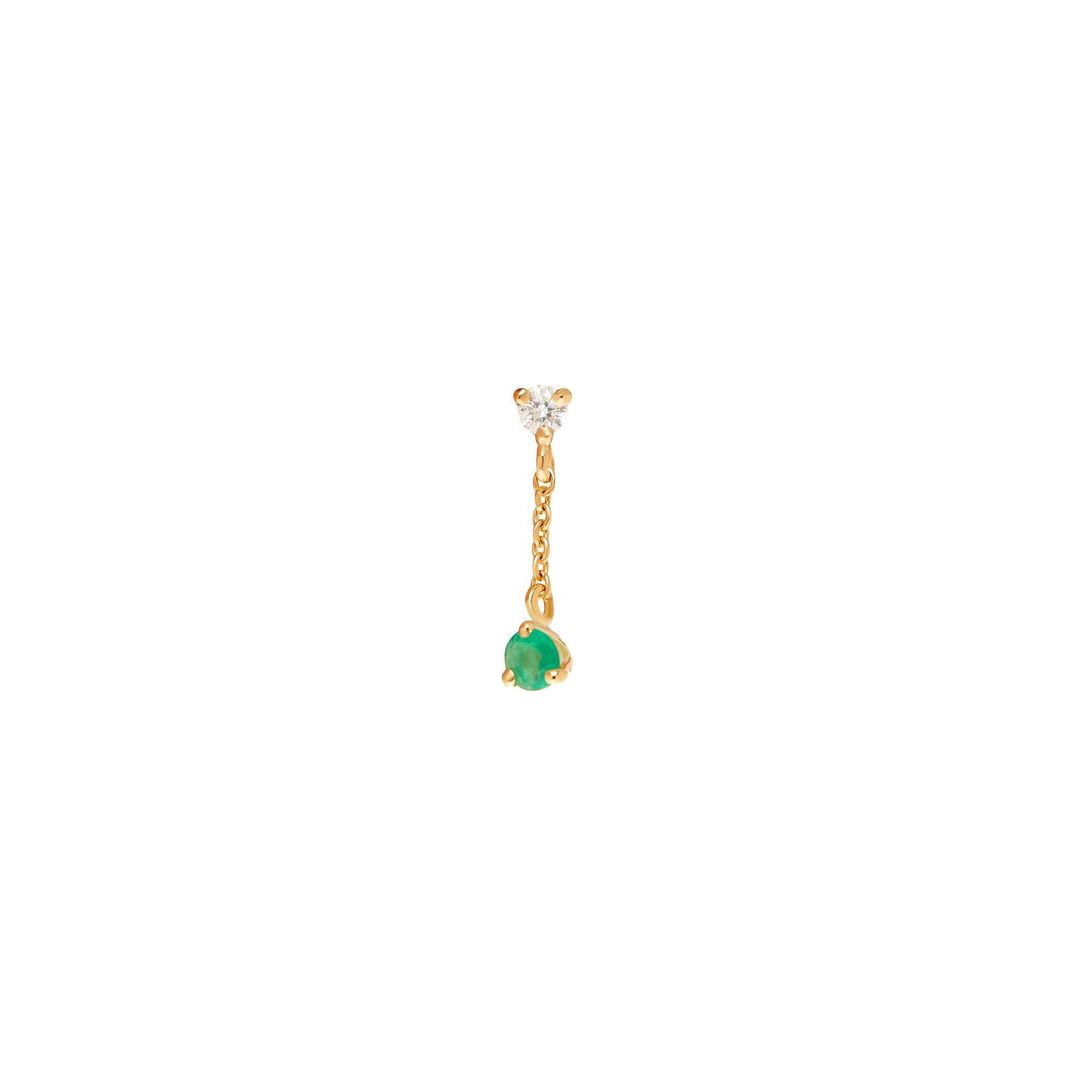 Моносерьга Emerald and Diamond Chain Earring VIVA LA VIKA фото 1