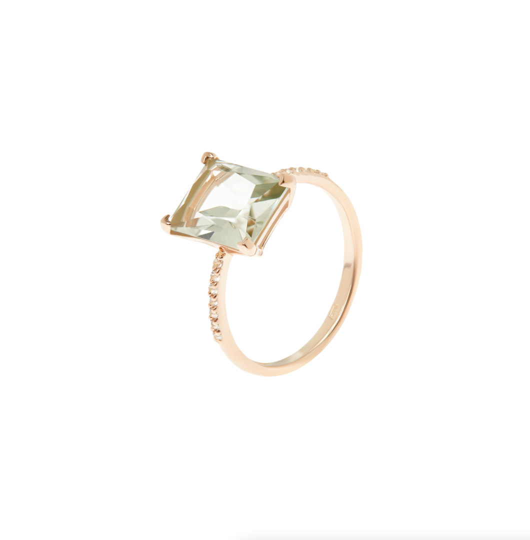 Кольцо Baguette Green Amethyst Gold Ring SECRETS фото 1