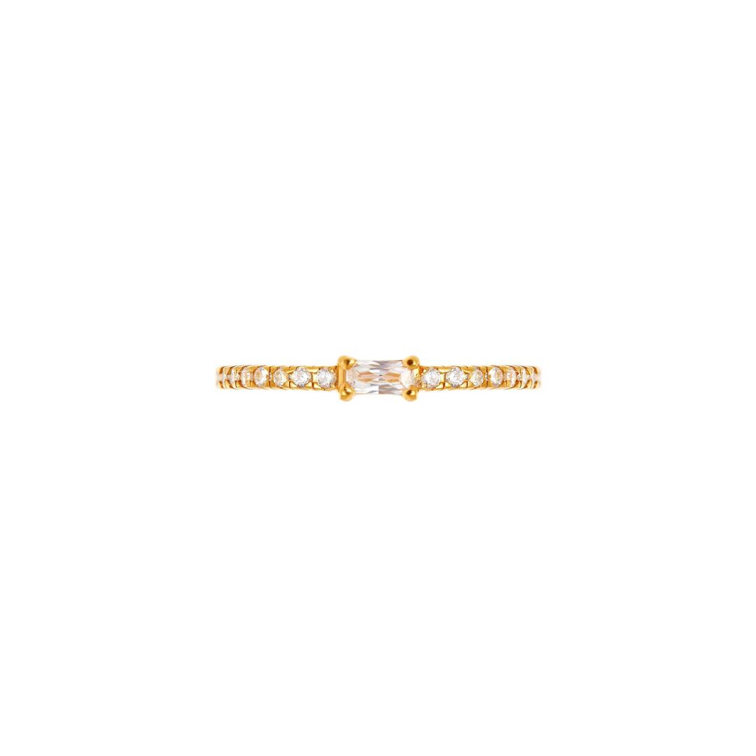 Кольцо Gold Thin Baguette Ring – Crystal VIVA LA VIKA фото 1