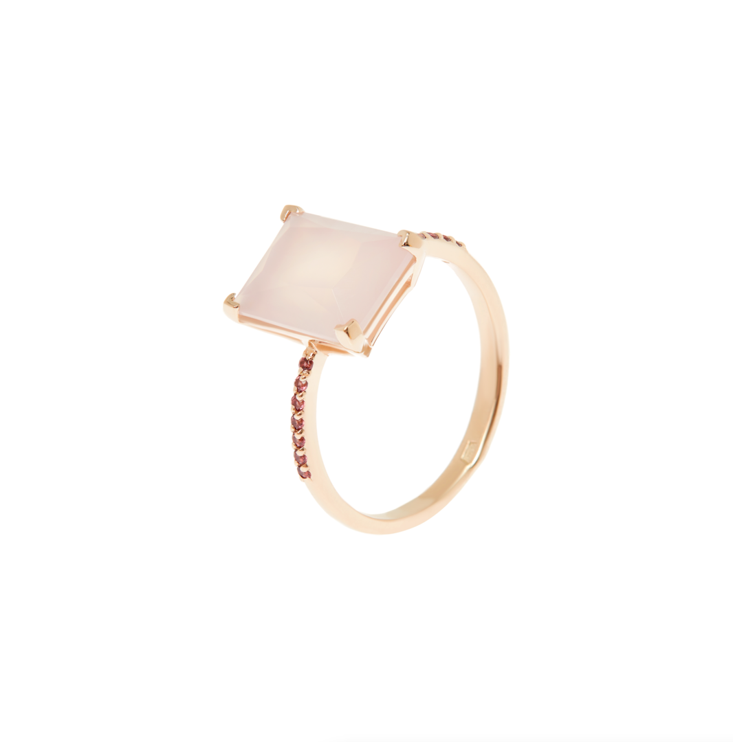 Кольцо Baguette Rose Quartz Gold Ring SECRETS фото 1