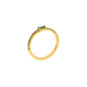 Кольцо Gold Thin Baguette Ring – Green VIVA LA VIKA фото 3