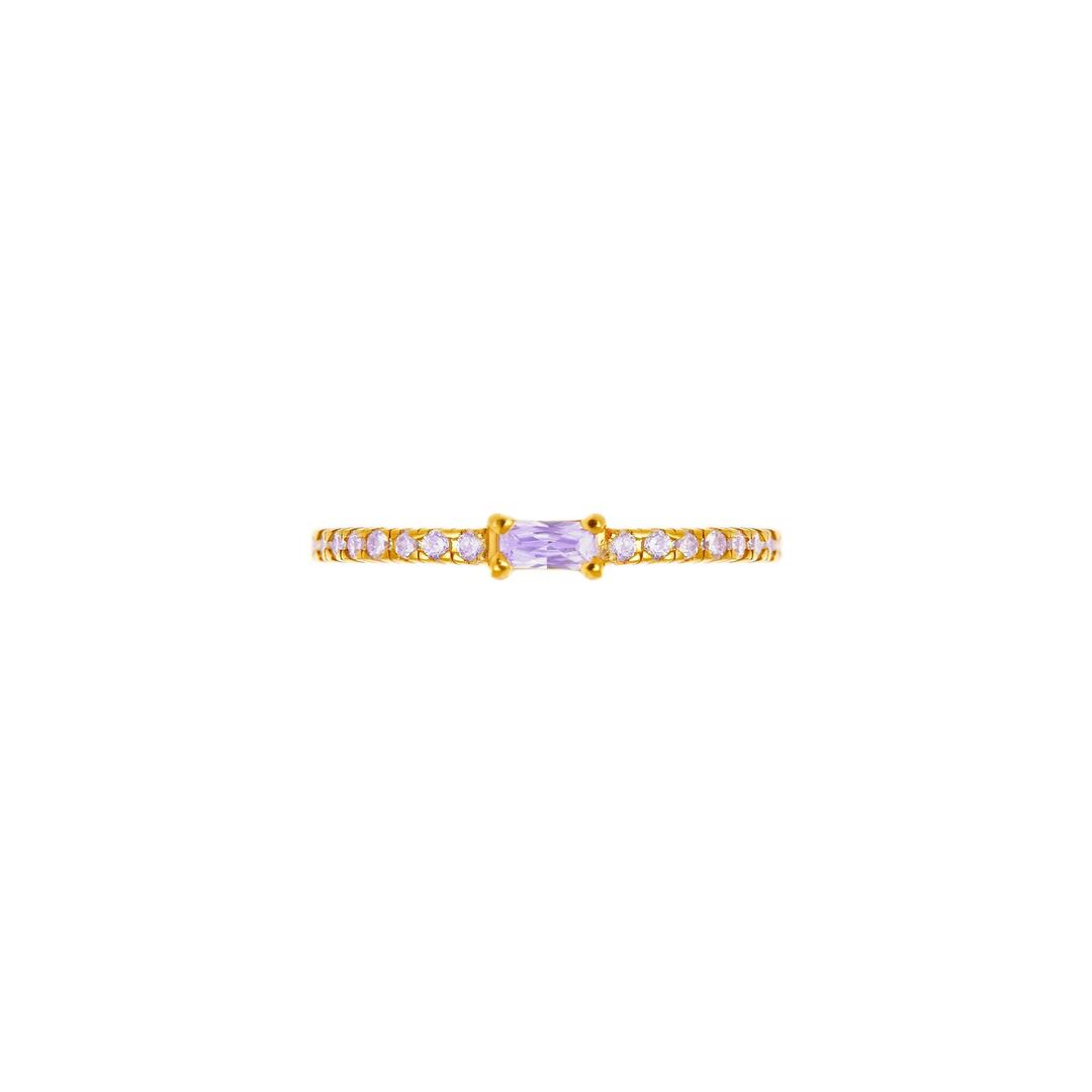 Кольцо Gold Thin Baguette Ring – Lavender VIVA LA VIKA фото 1