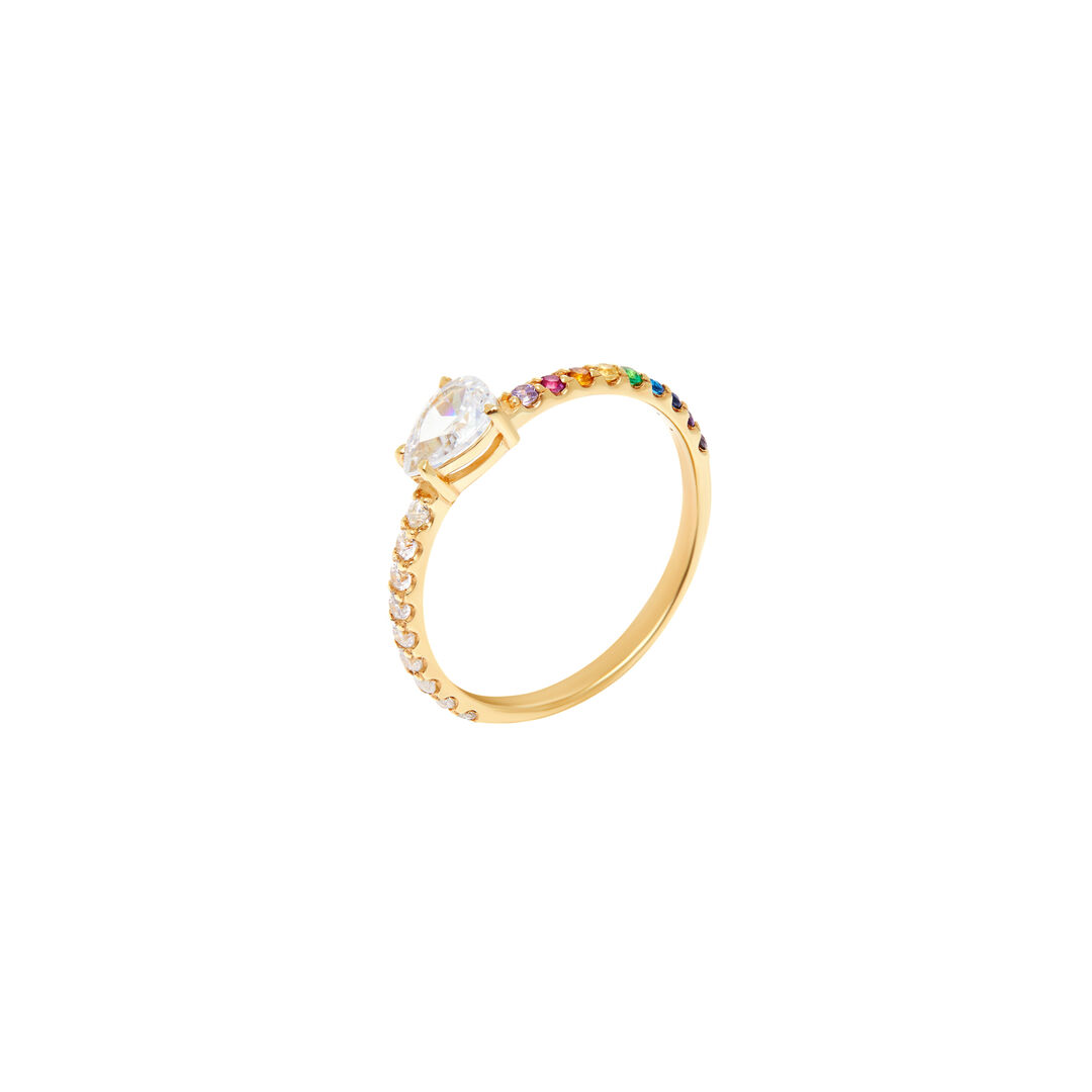 Кольцо Pear Ring – Gold Rainbow VIVA LA VIKA фото 1