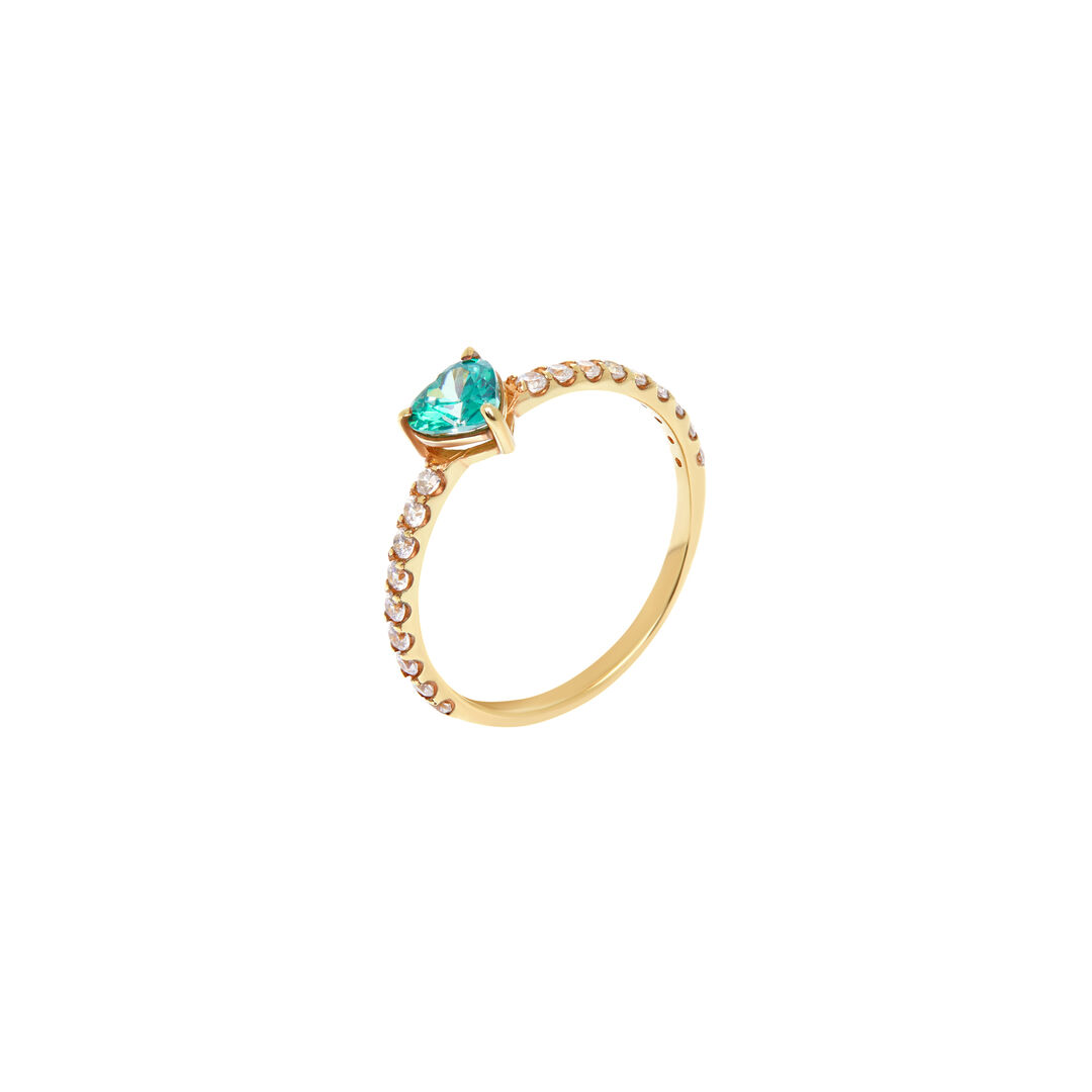 Кольцо Tiny Heart Ring – Green VIVA LA VIKA фото 1