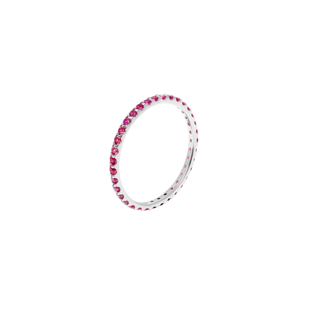 Кольцо Pave Tiny Ring – Silver Fuchsia VIVA LA VIKA фото 1