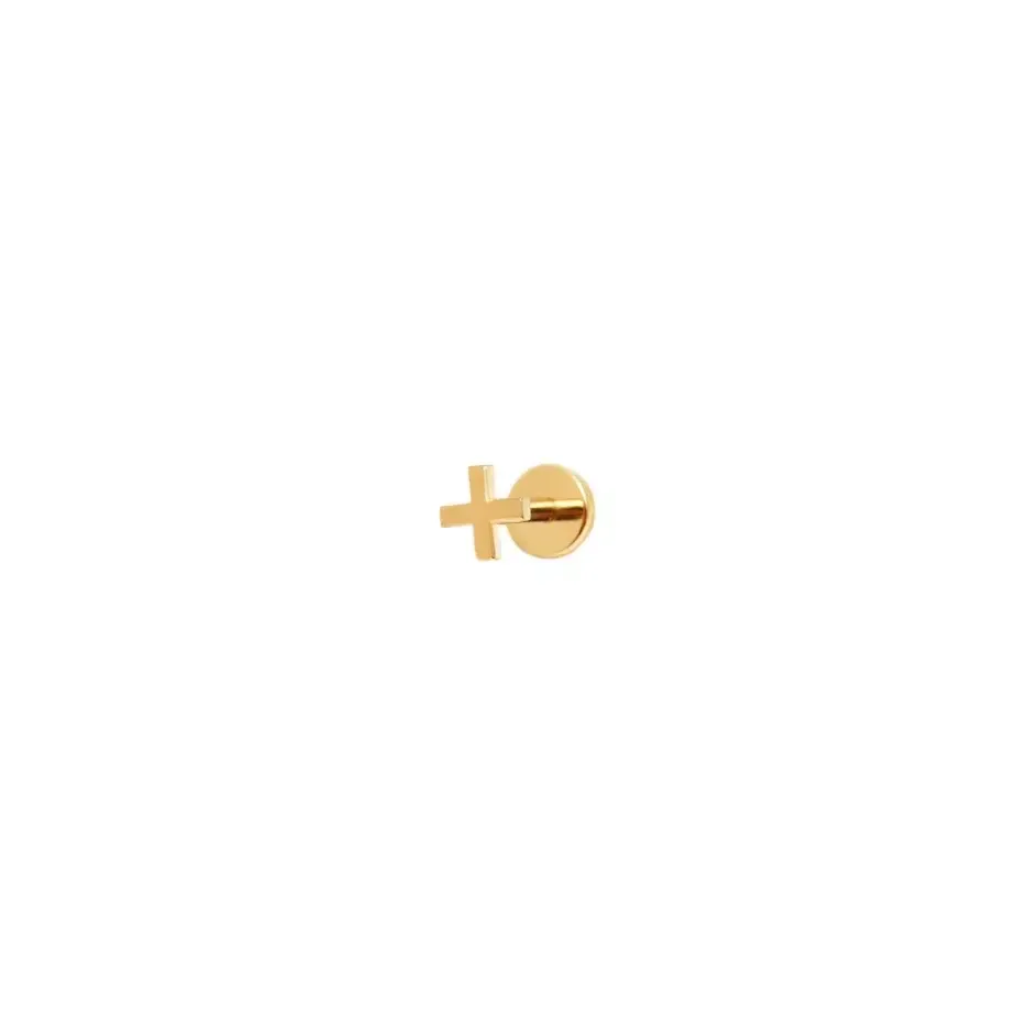 Лабрет Plain Cross Stud Earring – Gold VIVA LA VIKA фото 1