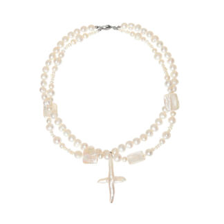 Колье Pearly Abundance Cross Necklace – Nacre HOLLY JUNE