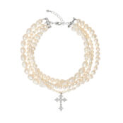 Колье Pearly Abundance Cross Necklace – Silver HOLLY JUNE фото 1