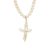 Колье Naive Pearl Cross Necklace HOLLY JUNE фото 1