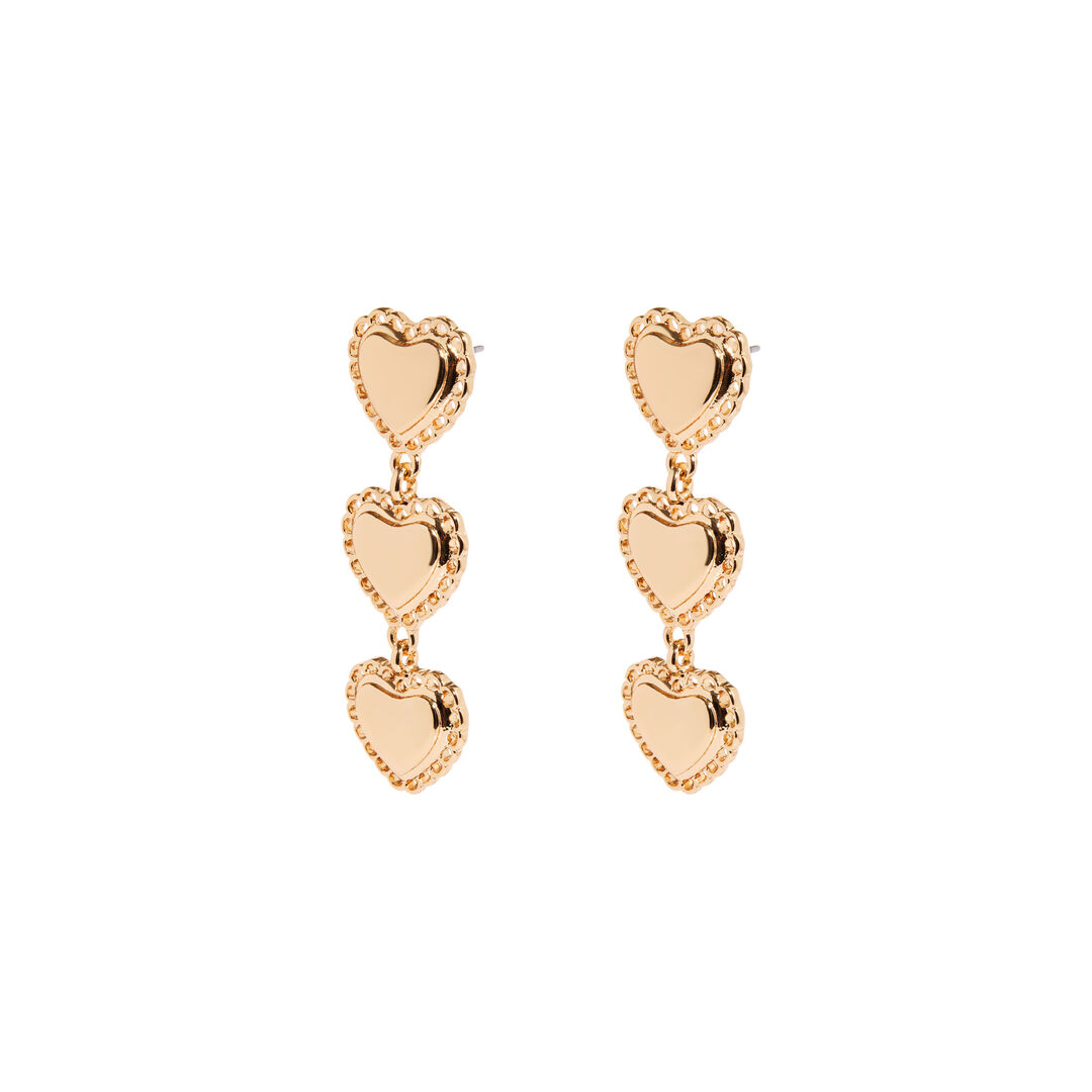 Серьги Trio Heart Drop Earrings - Gold PETIT MOMENTS фото 1