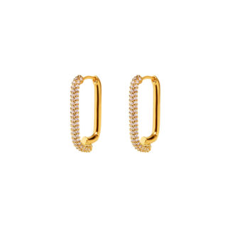 Серьги Gold Crystal Pave Earrings FREE FORM