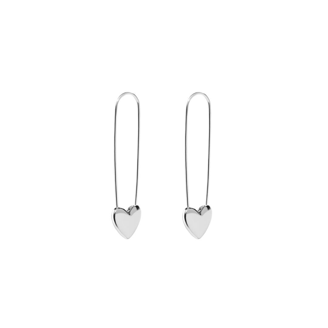 Серьги Pins Hearts Earrings - Silver FREE FORM фото 1