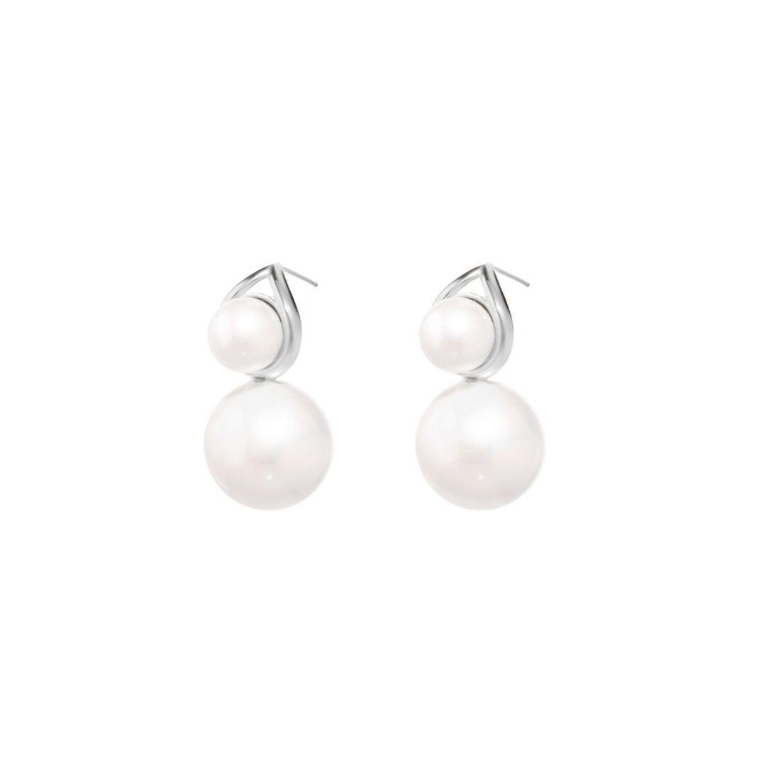 Серьги Silver Earrings With Two Mismatched Pearls FREE FORM фото 1