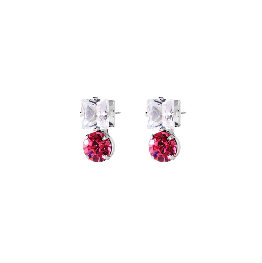 Серьги Geometric Fuchsia Crystal Earrings FREE FORM фото 1