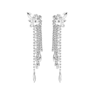 Серьги Silver Mirrored Earrings With Lots Of Crystals FREE FORM