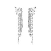 Серьги Silver Mirrored Earrings With Lots Of Crystals FREE FORM фото 1