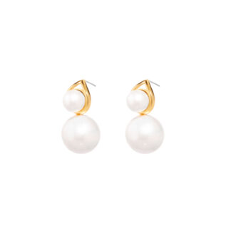 Серьги Gold Earrings With Two Mismatched Pearls FREE FORM