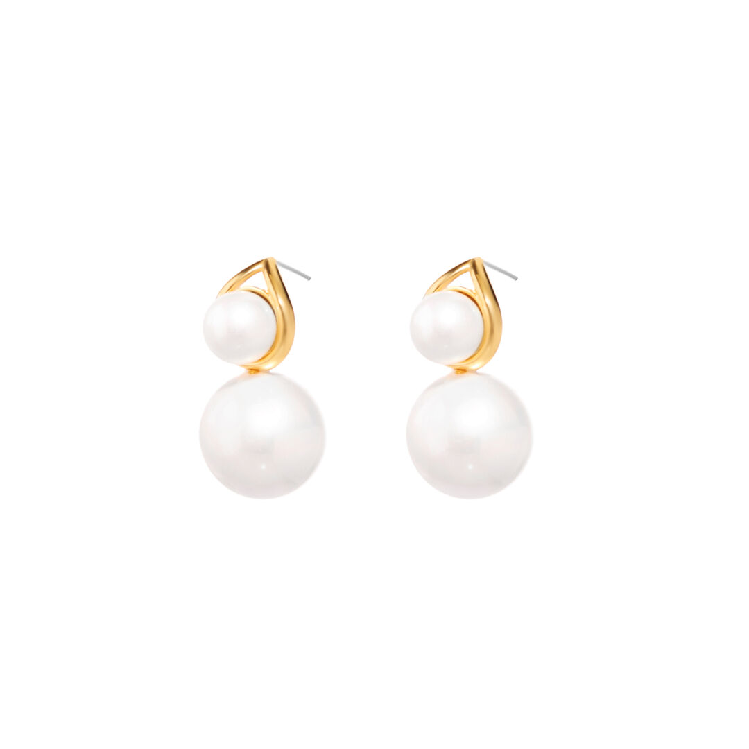 Серьги Gold Earrings With Two Mismatched Pearls FREE FORM фото 1