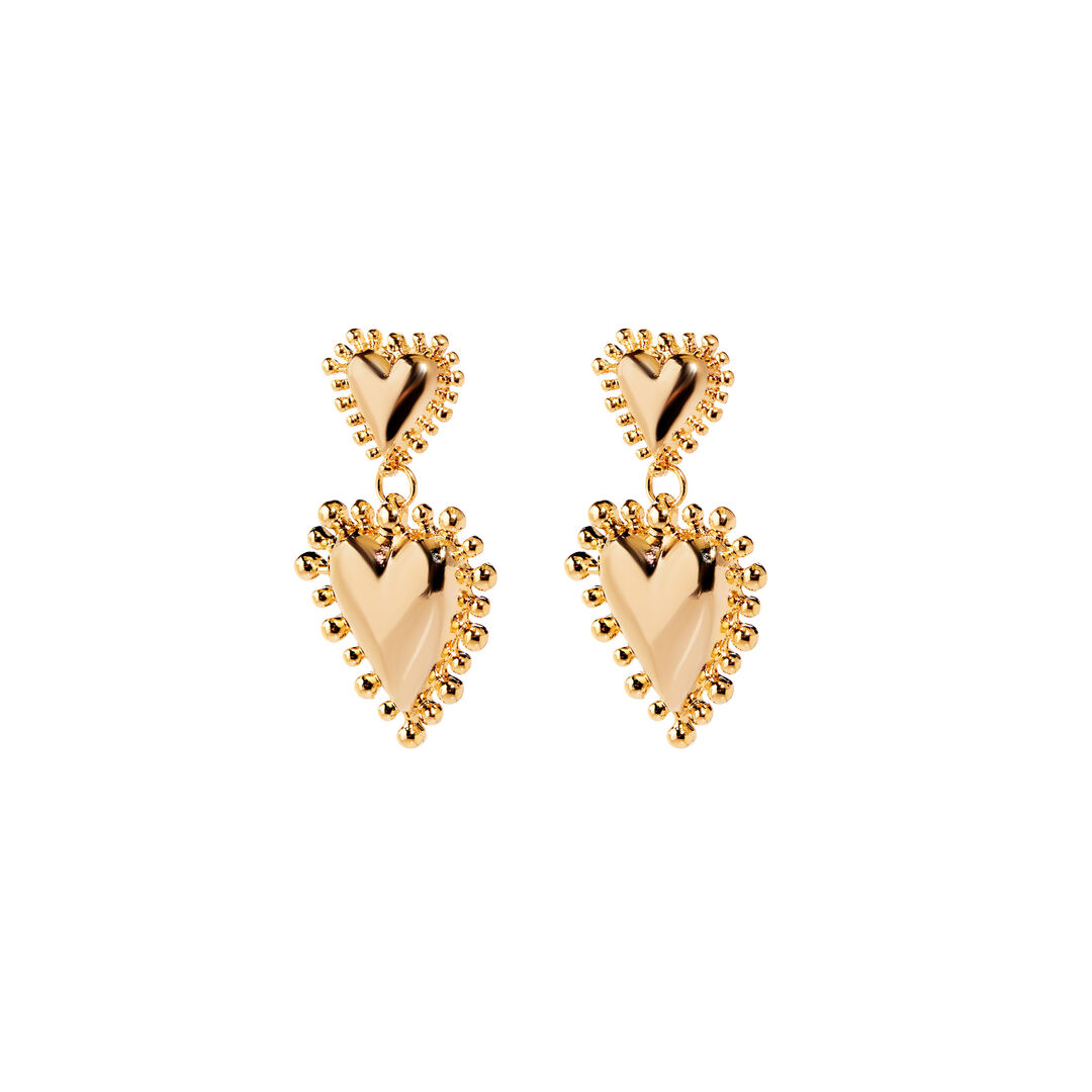 Серьги Gold Three-Dimensional Earrings With Hearts FREE FORM фото 1