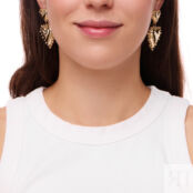 Серьги Gold Three-Dimensional Earrings With Hearts FREE FORM фото 2