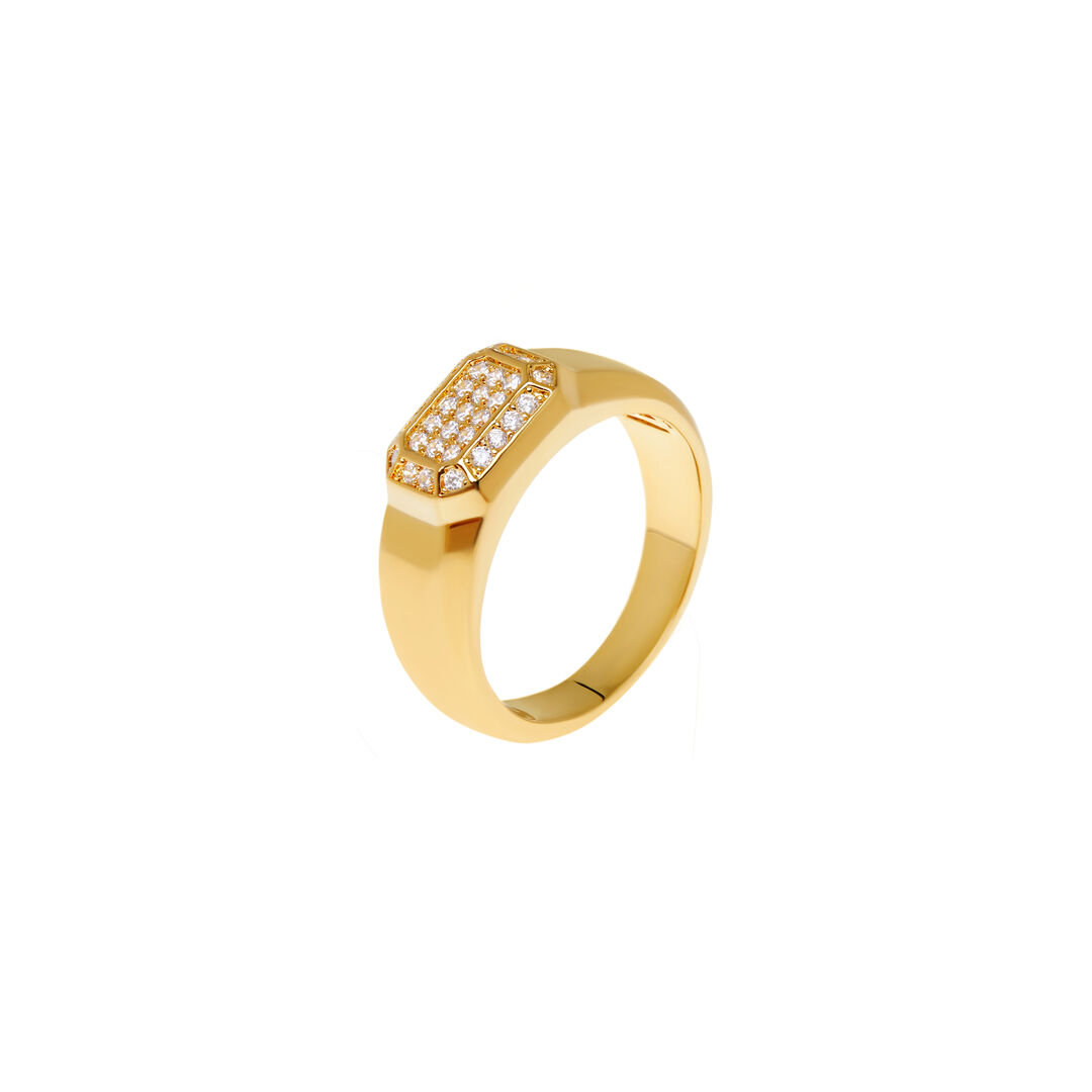 Кольцо Faceted Diamond Signet Ring – Gold LUV AJ фото 1