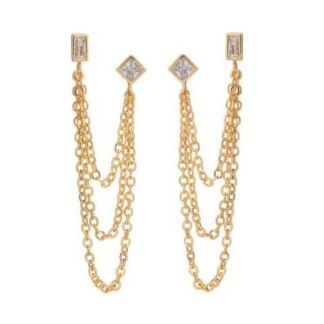 Серьги Mixte Cascading Chain Studs – Gold LUV AJ