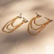 Серьги Mixte Cascading Chain Studs – Gold LUV AJ фото 3