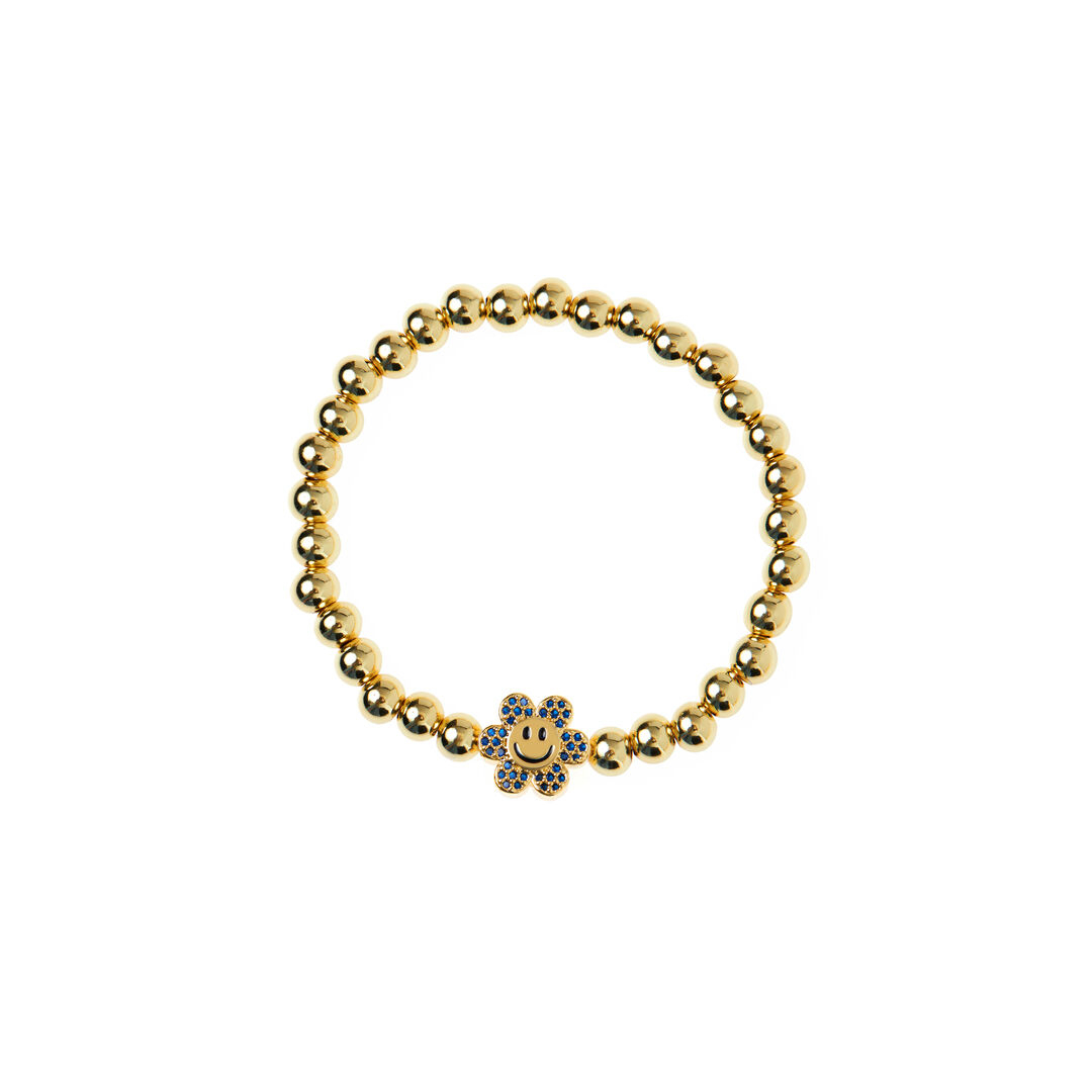 Браслет Gold Smiley Flowers Bracelet - Dark Blue DÉJÀ VU фото 1