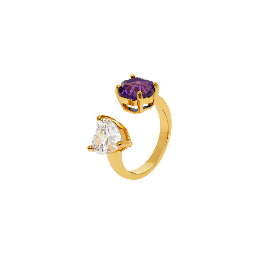 Кольцо Double Love Ring – Clear Violet VIVA LA VIKA фото 1