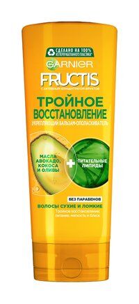 Бальзам для сухих и поврежденных волос Garnier Fructis Тройное восстановлен фото 1