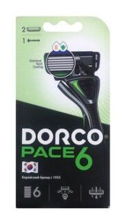 Cтанок для бритья с 2 сменными кассетами Dorco Pace 6 Blade System Razor