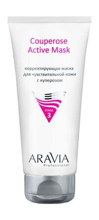 Корректирующая маска для чувствительной кожи лица с куперозом Aravia Profes фото 1