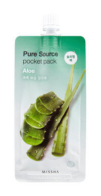 Ночная маска для лица с экстрактом алоэ Missha Pure Source Pocket Pack Aloe фото 1