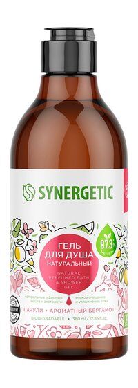 Биоразлагаемый гель для душа с ароматом пачули и бергамота Synergetic Natur фото 1