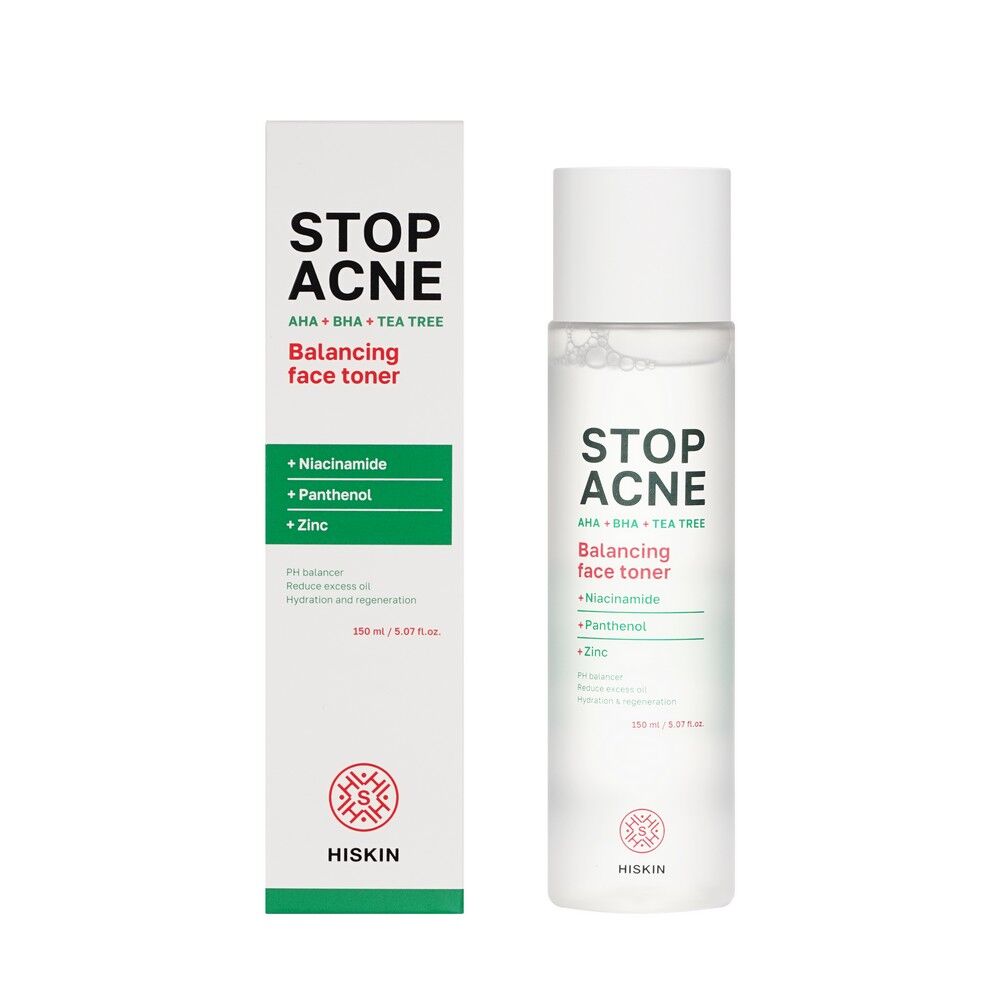 Балансирующий тонер для лица Hiskin Stop Acne AHA + BHA + Tea tree 150мл 3144827 фото 1