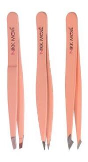 Набор из трех пинцетов для бровей Nikk Mole Peach Tweezers Set