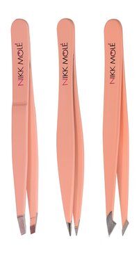 Набор из трех пинцетов для бровей Nikk Mole Peach Tweezers Set фото 1