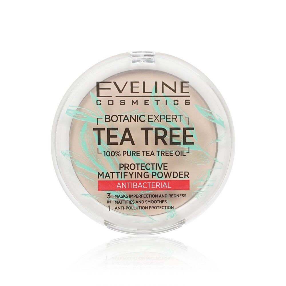 Пудра для лица Eveline Tea tree антибактериальная матирующая 002 Ivory 9г 3122631 фото 1