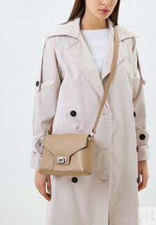 Женская сумка через плечо из натуральной кожи бежевая A011 beige grain