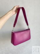 Сумка-багет из натуральной кожи розовая fuchsia
