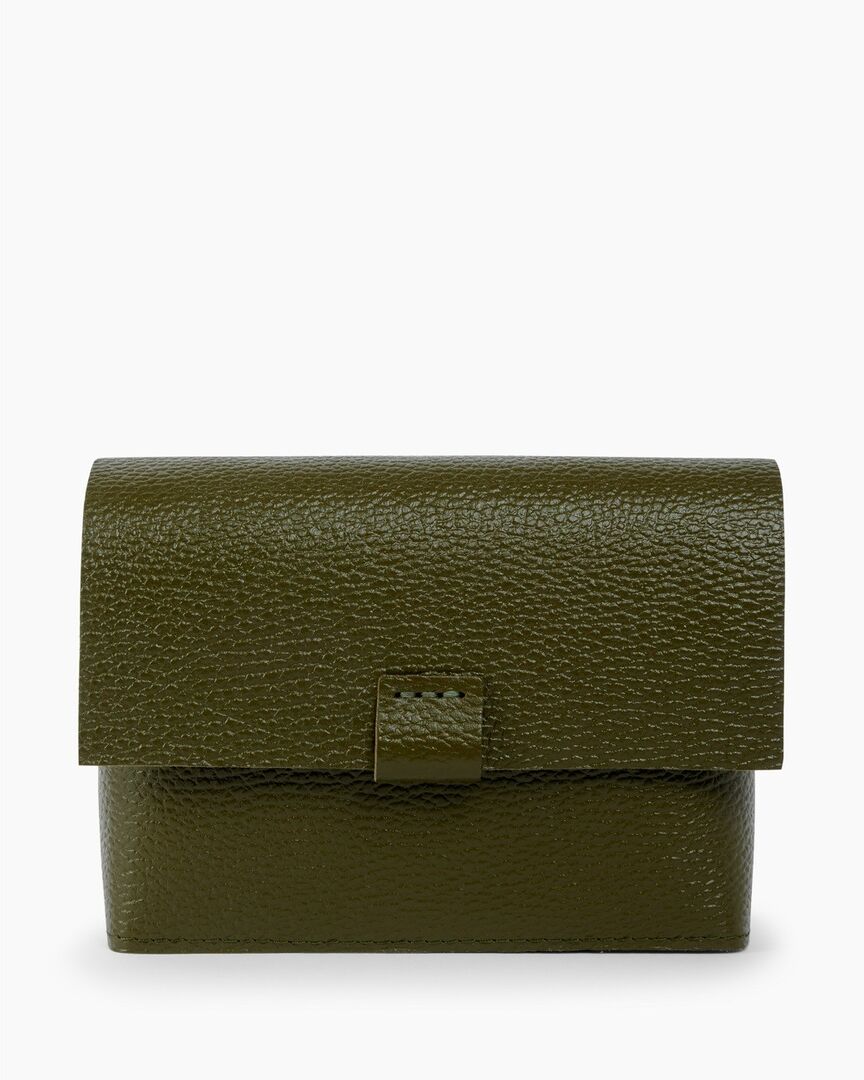 Женская поясная сумка из натуральной кожи хаки A004 khaki grain
