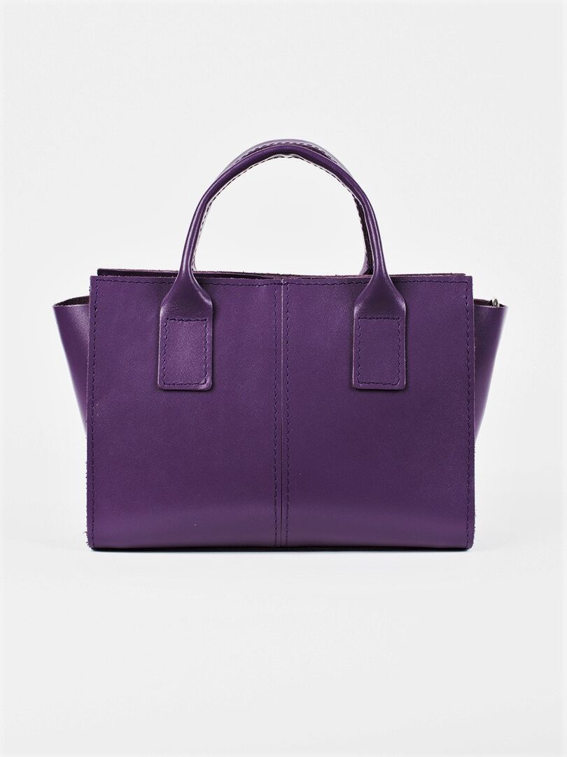 Женская кожаная сумка тоут фиолетовая A027 purple mini