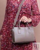 Женская сумка тоут из натуральной кожи серо-бежевая A027 taupe mini